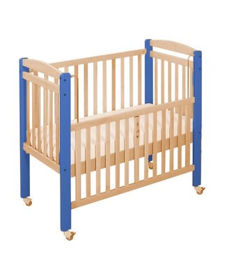 Couchage - Lit Crèche en Bois bébé, enfant - Lit en bois avec barrière mobile 100x50cm easycat barreaux bleu
