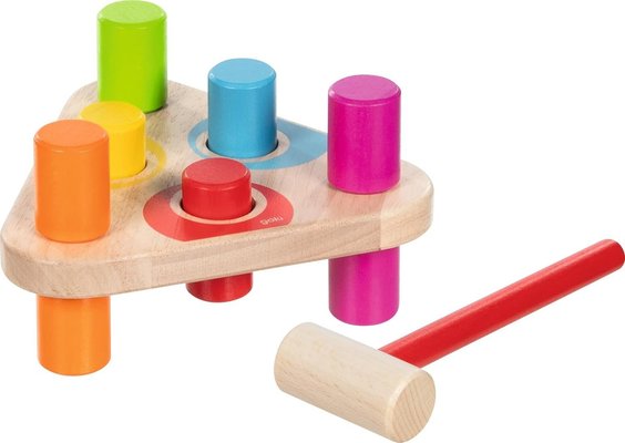 Jouets - Jeux de Construction - Banc à marteler, arc-en-ciel en bois