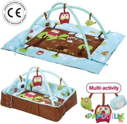 Jouets - Tapis et Jeux d'Éveil, Portiques d'Activité - Tapis d 'eveil avec arche de jeux chouette bleu