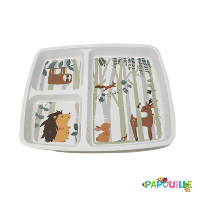 Repas - Plateaux Repas Enfants et à Compartiments - Plateau repas 3 compartiments melamine animaux de la forêt