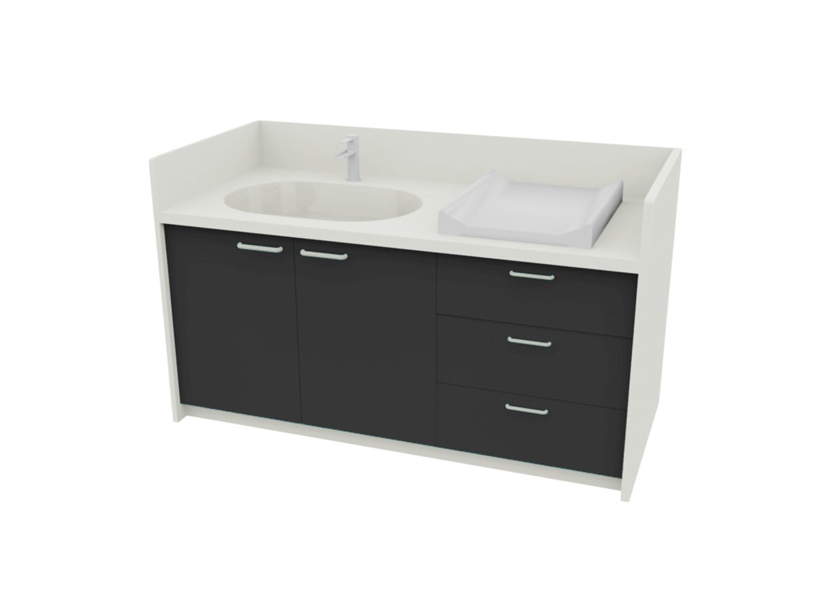 Meuble à langer 1 vasque - 180 cm - gris orage
