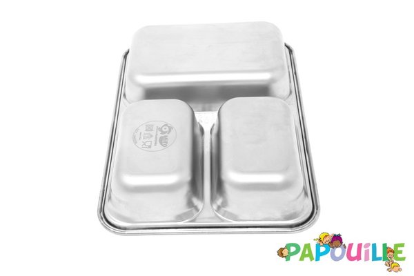 Repas - Plateaux Repas Enfants et à Compartiments - Plateau inox 3 compartiments enfant