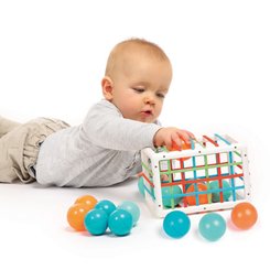 Jouets - Jouets à Empiler ou à Encastrer - Cube de manipulation cage à balles