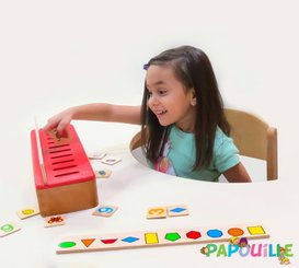 Jeux - Jeux Éducatifs et Puzzle - Carte d'apprentissage avec boîte de tri montessori en bois