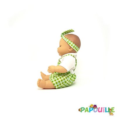 Jouets - Poupons, Peluches et Accessoires - Poupée corps dur sans cheveux 30cm créole robe verte