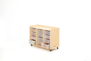Mobilier - Meuble de rangement scolaire - Étagère à 3 rangées avec 8 petits bacs et 2 grands