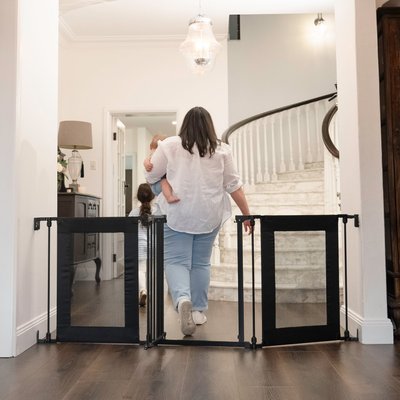 Médical et Prévention - Barrières de Sécurité Enfant - Barrière - Portillon 3 panneaux 74.5 cm à 195 cm - Noir