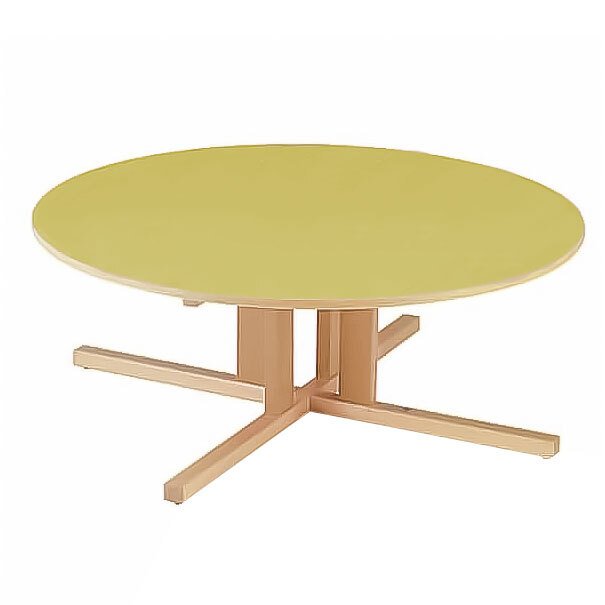Table en bois ronde diam 120 t00 citron