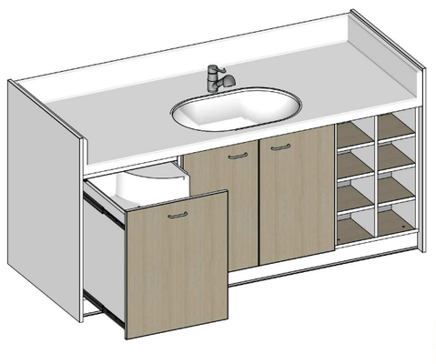 Change - Meuble à Langer crèche - Table à langer 1 cuve - 2000x850mm 