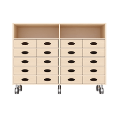Mobilier - Meuble de rangement scolaire - Meuble de rangement à roulettes 20 casiers - Tilo