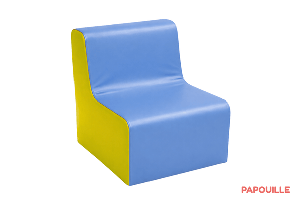 Mobilier - Meuble en mousse et Pouf - Chauffeuse droite hauteur 25cm bicolor bleu jaune