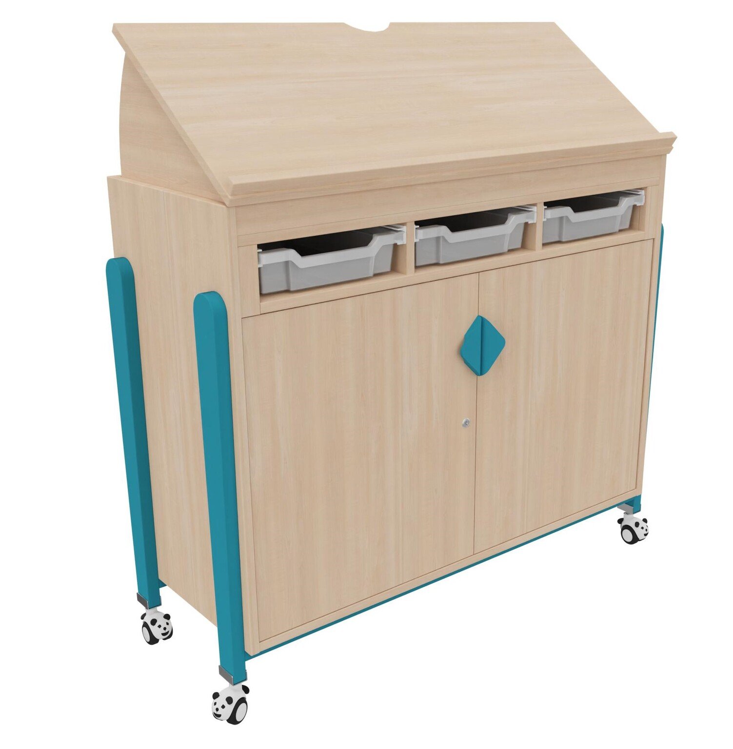 Meuble bas mobile à roulettes teinte