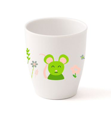 Repas - Verre et Gobelets Enfants - Gobelet mélamine motif 16cl souris verte