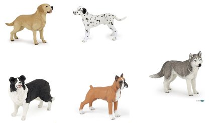 Jouets - Figurines - Lot Vert - Lot de 5 Figurines - Chiens de collection - 10 mois et plus