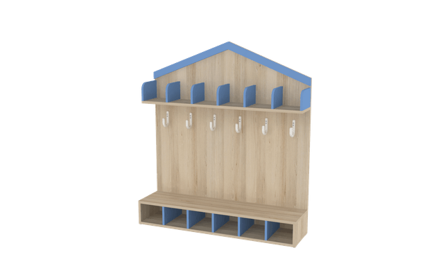 Mobilier - Banc vestiaire & Porte Manteaux - Vestiaire cabane 6 places - T2 - Bleu