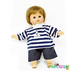 Jouets - Poupons, Peluches et Accessoires - T-shirt marin et short en jeans pour poupon 40cm