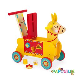 Jeux - Porteurs, Draisiennes, Marcheurs - de // Porteur pousseur en bois le lama