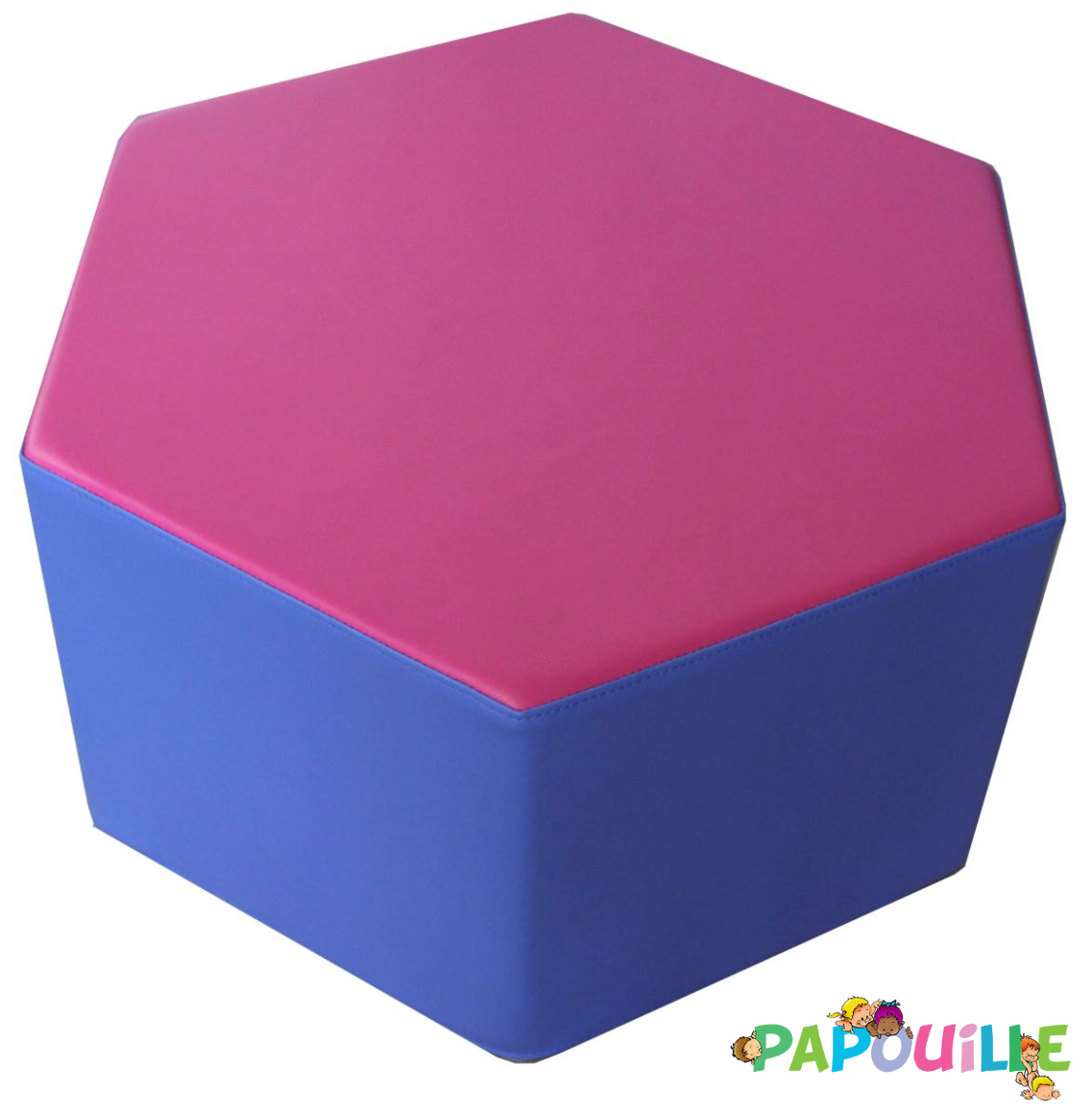 Pouf octogone en mousse pvc h.25cm fuchsia bleu