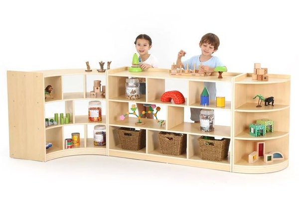 Mobilier - Meuble de rangement scolaire - Meuble quart de cercle. 8 compartiments