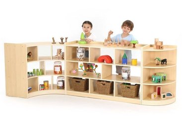 Mobilier - Meuble de rangement scolaire - Meuble quart de cercle. 8 compartiments