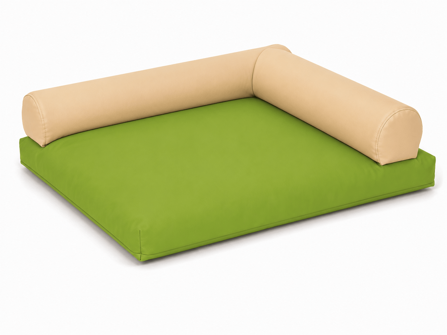 Coussin carré avec rouleaux beige vert