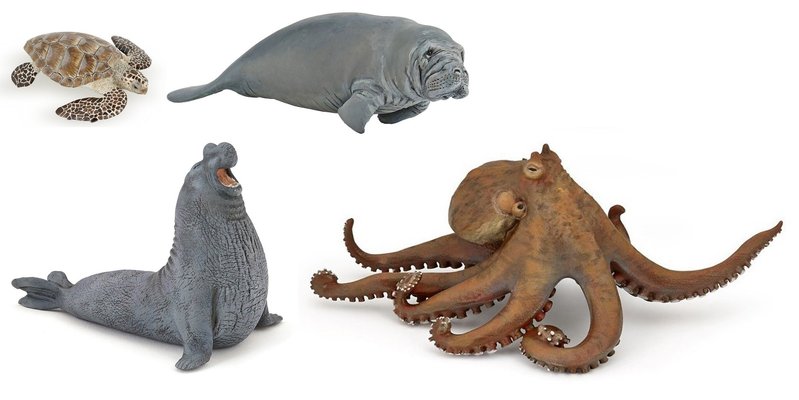 Jouets - Figurines - 4 Figurines les Animaux Marins 10 mois et plus