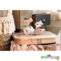 Jouets - Jouets à Pousser, à Tirer - Animal en bois à promener lapin
