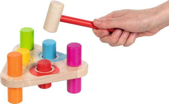 Jouets - Jeux de Construction - Banc à marteler, arc-en-ciel en bois