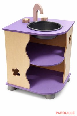 Mobilier - Mobilier de jeux d'imitation - Bloc coin évier imitation avec meuble de rangement en bois