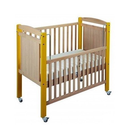 Lit bois barreaux avec barrière mobile 100 x 50cm easycat jaune