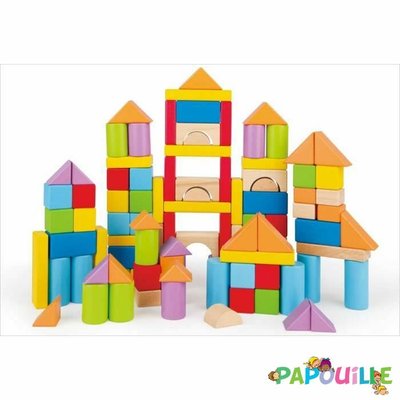 Jouets - Jeux de Construction - Baril de 100 blocs de bois