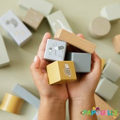 Jouets - Jouets à Empiler ou à Encastrer - DE // Baril de 50 blocs décorés à empiler pastel enfant - bois
