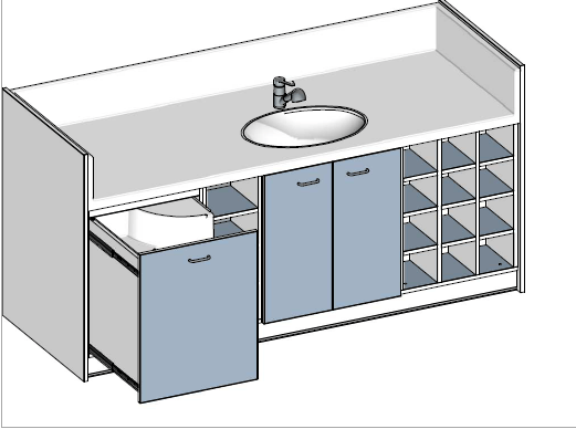 Change - Meuble à Langer crèche - Table à langer 1 cuve 2200 x 850 mm Micro crèche