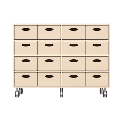 Mobilier - Meuble de rangement scolaire - Meuble de rangement à roulettes 16 bacs - Lumi