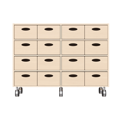 Mobilier - Meuble de rangement scolaire - Meuble de rangement à roulettes 16 bacs - Lumi