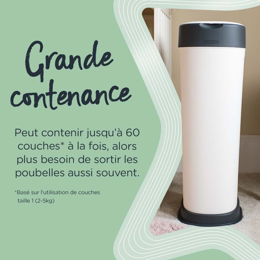 Poubelle à couches twist and click xl 60 couches greenfilm Sangenic
