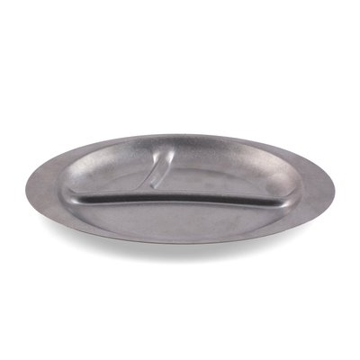 Repas - Assiettes Enfants et à Compartiments - Assiette elliptique 3 compartiments - Inox micro-ondable