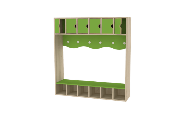 Mobilier - Banc vestiaire & Porte Manteaux - Vestiaire avec 6 casiers à portes - T1 - Vert