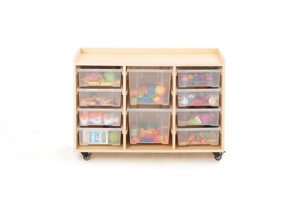 Mobilier - Meuble de rangement scolaire - Étagère à 3 rangées avec 8 petits bacs et 2 grands