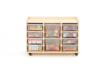 Mobilier - Meuble de rangement scolaire - Étagère à 3 rangées avec 8 petits bacs et 2 grands
