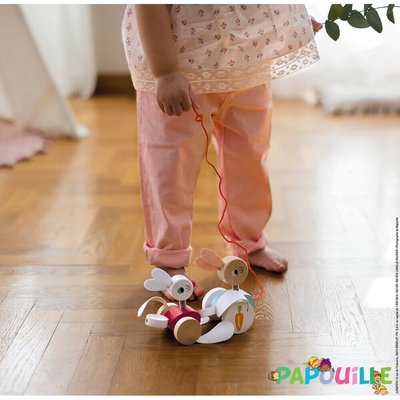 Jouets - Jouets à Pousser, à Tirer - Animal en bois à promener lapin