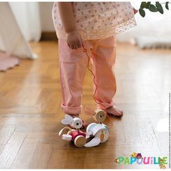 Jouets - Jouets à Pousser, à Tirer - Animal en bois à promener lapin