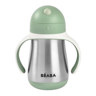 Repas - Tasse d’apprentissage - Tasse en inox avec paille 250 ml - Vert sauge
