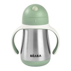 Repas - Tasse d’apprentissage - Tasse en inox avec paille 250 ml - Vert sauge