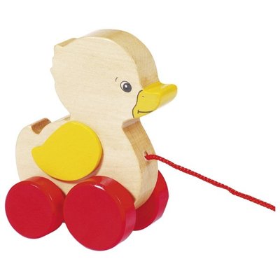 Jouets - Jouets à Pousser, à Tirer - Animal à tirer en bois Le caneton