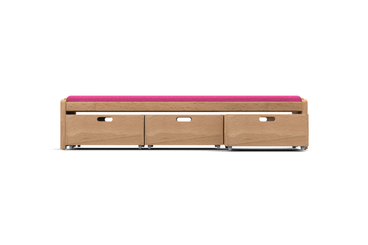 Mobilier - Banc vestiaire & Porte Manteaux - Banc et ses 3 casiers à roulettes framboise