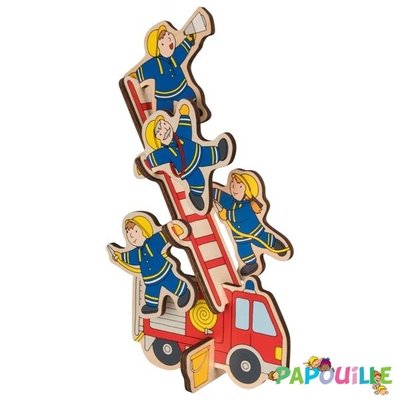 Jeux - Jeux Éducatifs et Puzzle - Puzzle en bois pompiers ( pour les enfants de 1 an et plus )