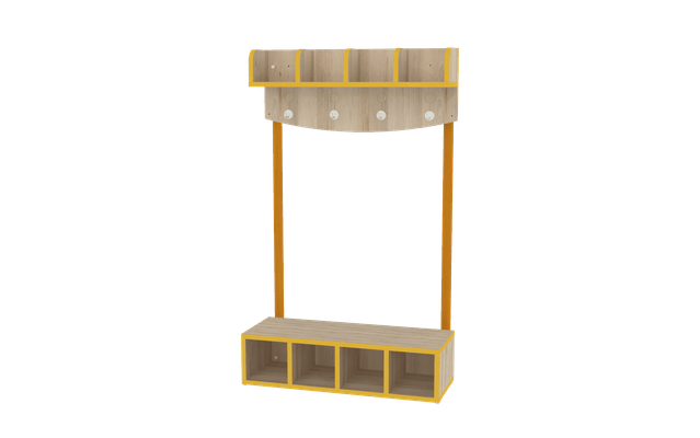 Mobilier - Banc vestiaire & Porte Manteaux - Vestiaire 4 places - T2 - Jaune