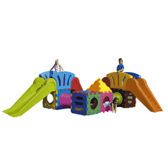 Mobilier - Aire de jeux et structure extérieure - Aire de jeux cubique avec 2 grands toboggans
