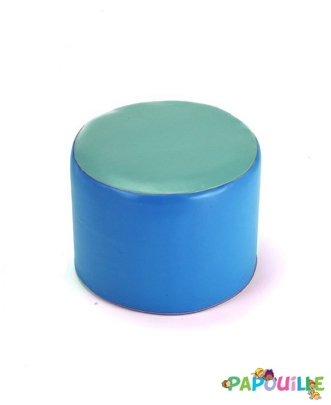Pouf cylindre en mousse pvc h.25cm bleu - malouine